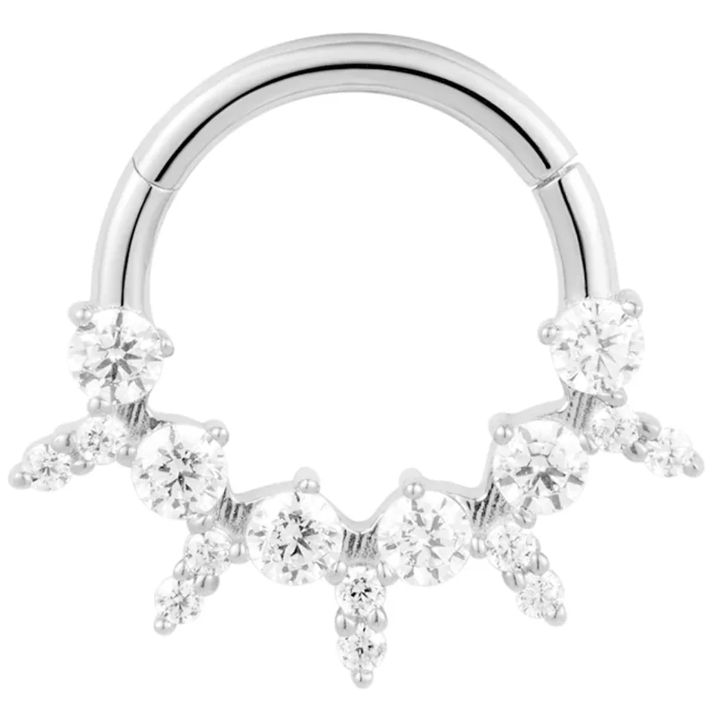 "Moxie" Hinge Ring / Clicker in Gold with White CZ's - Image 4