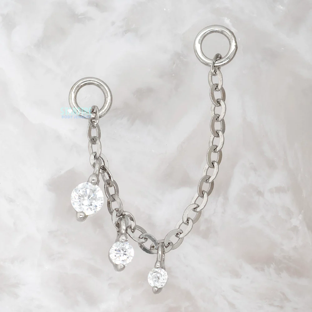 "Novella" Chain Attachment in Gold with White CZ's - Image 2