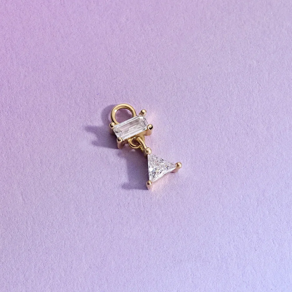 "Run It Back" Charm in Gold with White CZ's - Image 2