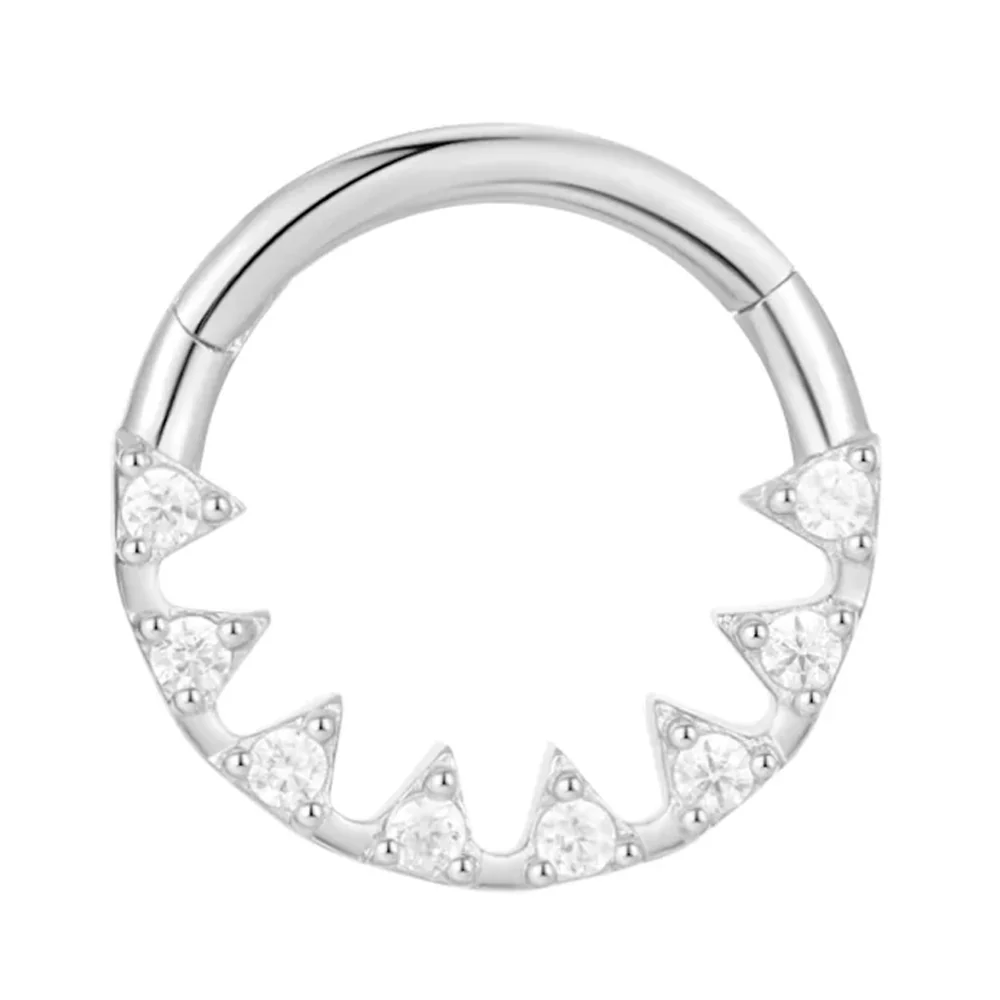 "Savage" Hinge Ring / Clicker in Gold with White CZ's - Image 4