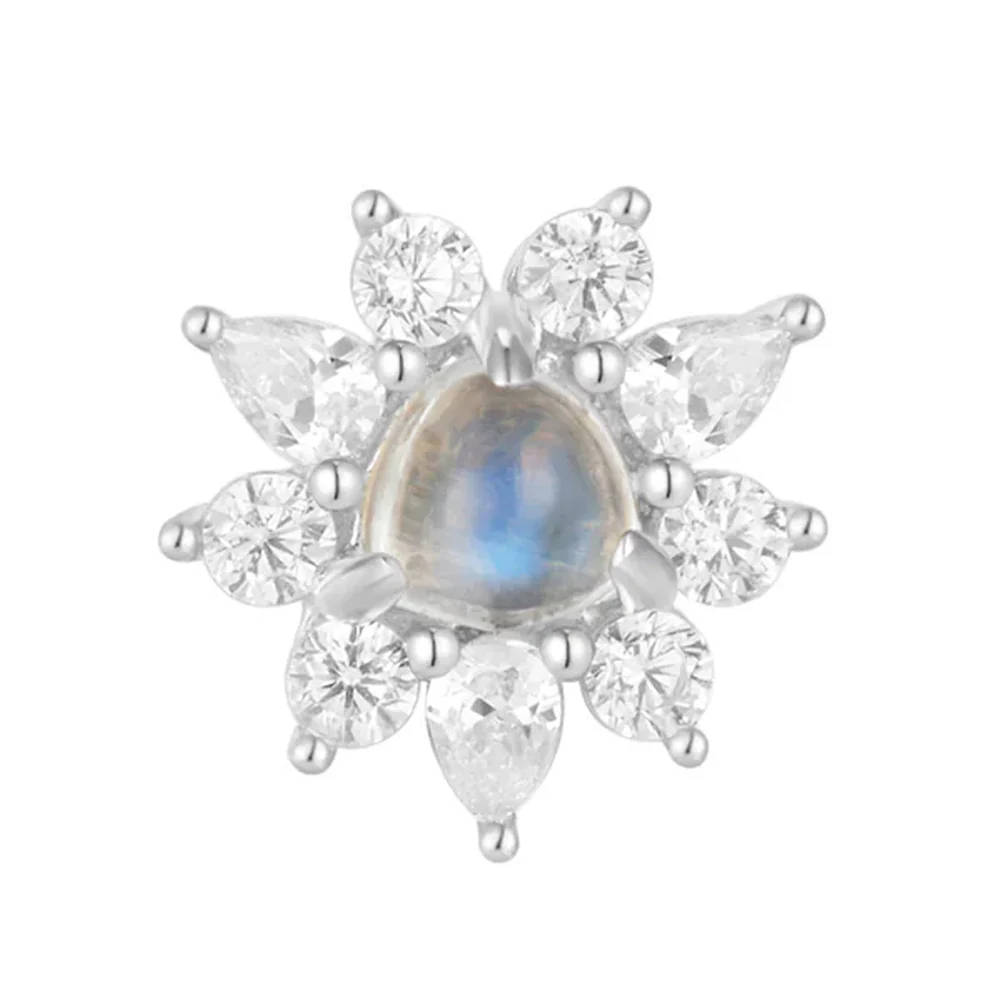 threadless: "Bayside" End in Gold with Rainbow Moonstone & White CZ's - Image 3