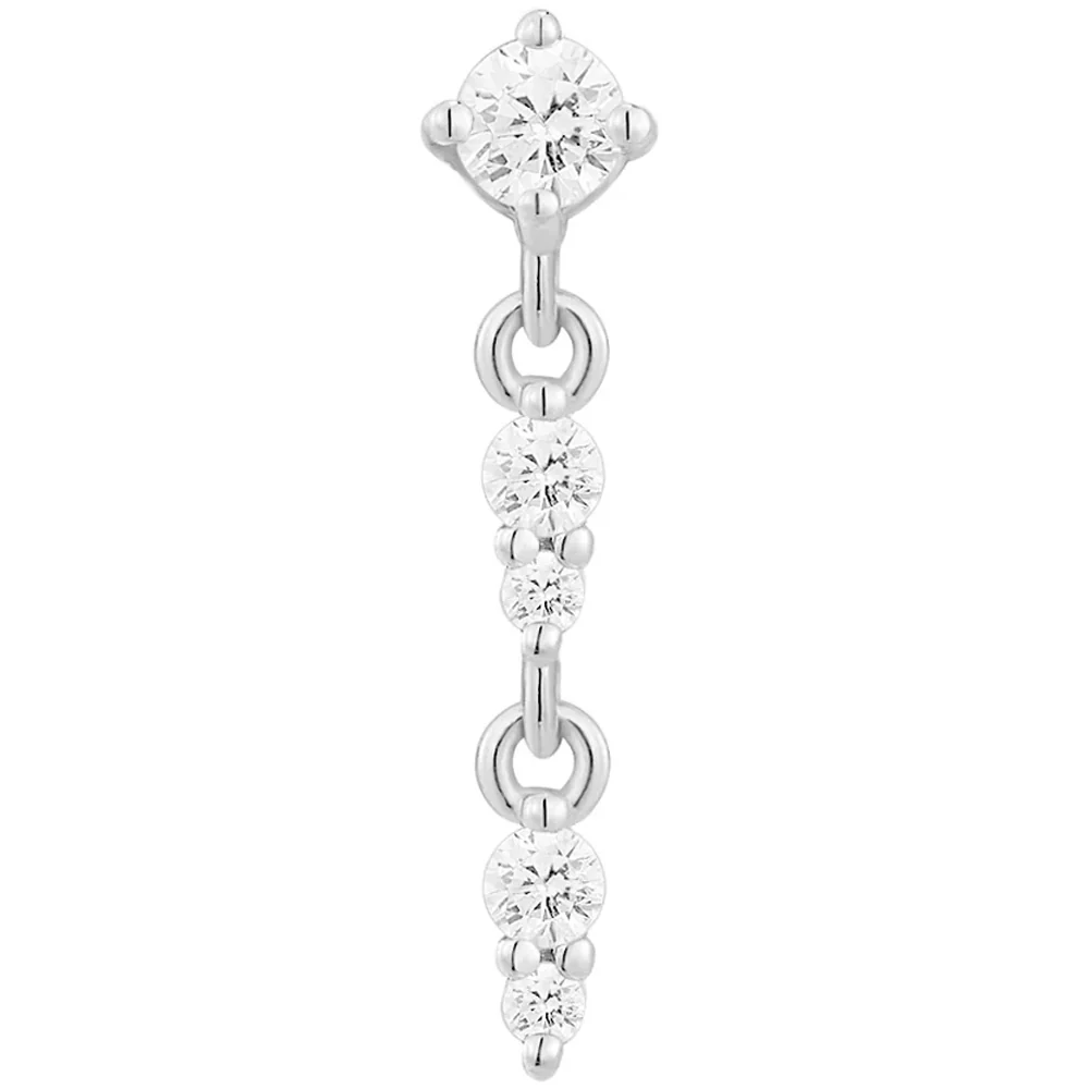 threadless: "Double Noon" End with Dangle in Gold with White CZ's - Image 3