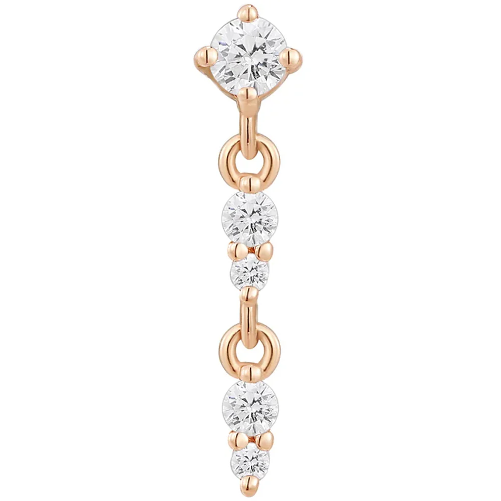 threadless: "Double Noon" End with Dangle in Gold with White CZ's - Image 4