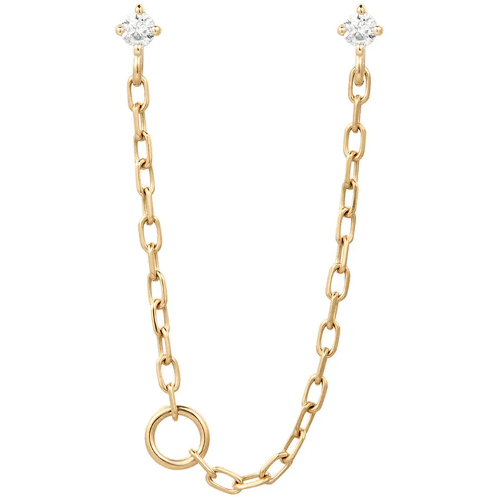 threadless: "Double Vision" Chain Dual Pin End in Gold with White CZ's - Image 2