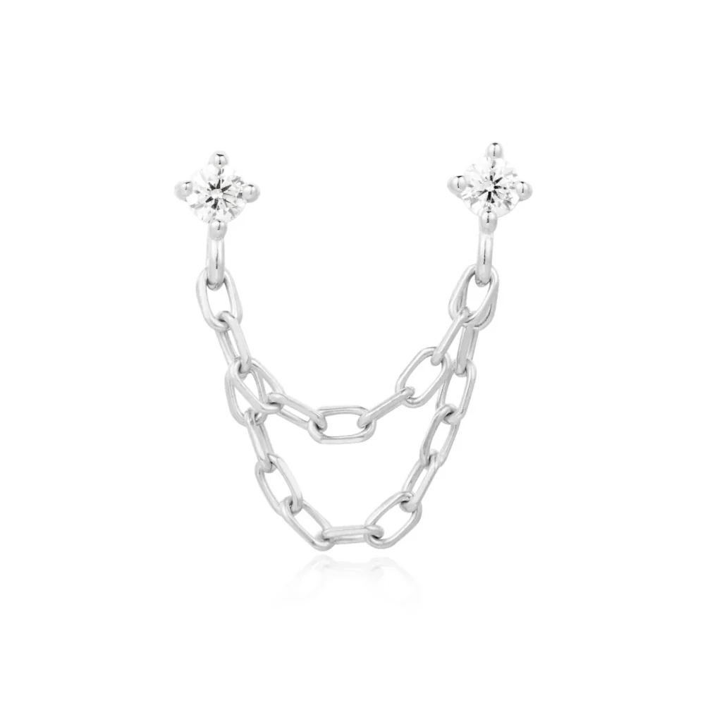 threadless: "Duality" Chain Dual Pin End in Gold with White CZ's - Image 3