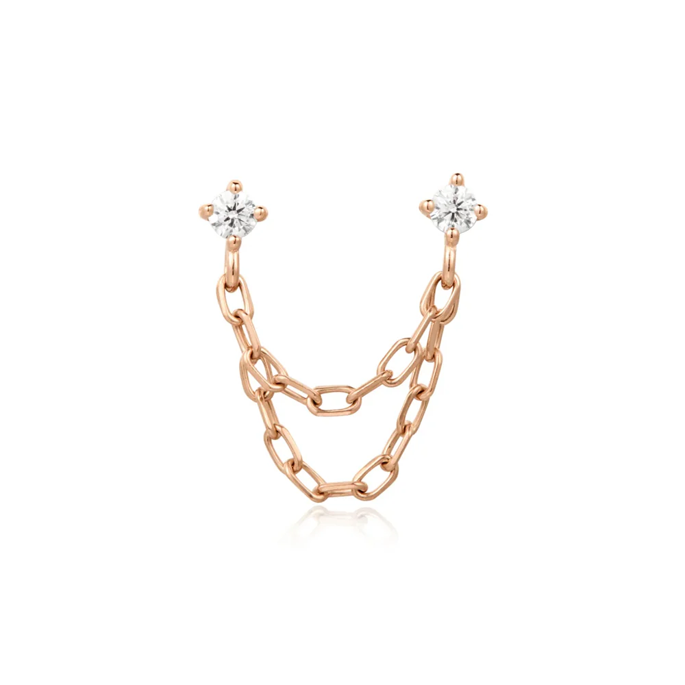 threadless: "Duality" Chain Dual Pin End in Gold with White CZ's - Image 4