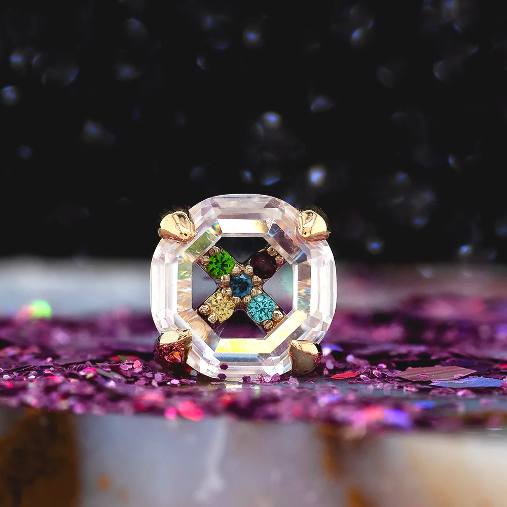 threadless: "Euphoria" End in Gold with Genuine Gemstones - Image 2