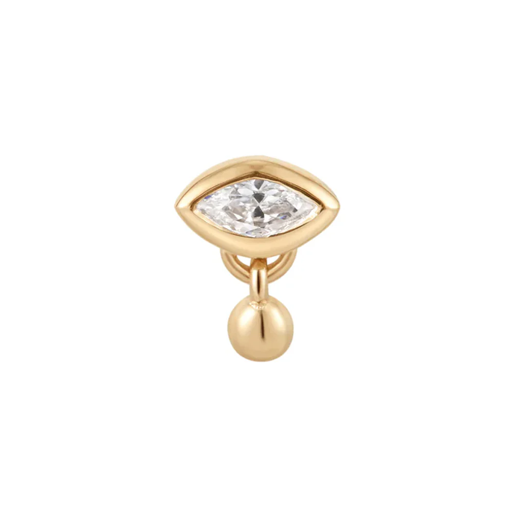 threadless: "Eye Candy" End with Dangle in Gold with White CZ - Image 2