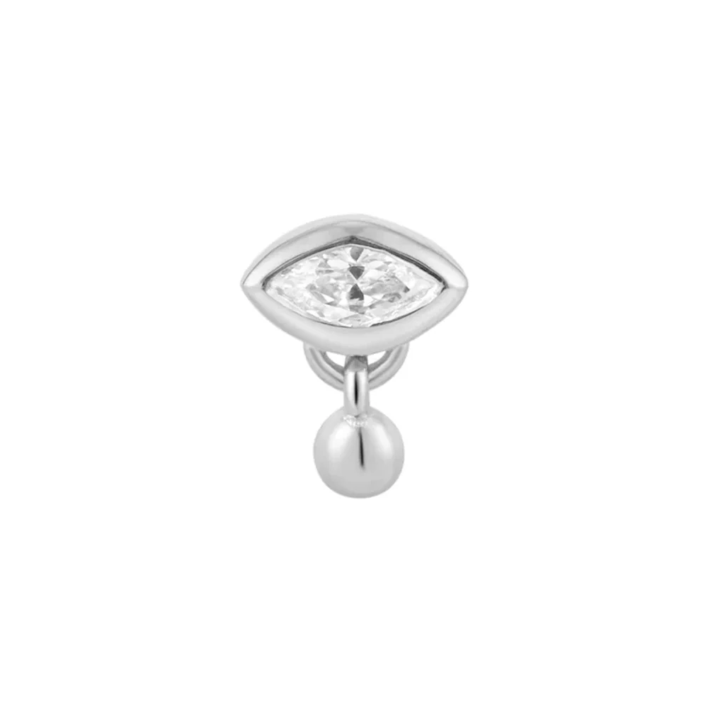 threadless: "Eye Candy" End with Dangle in Gold with White CZ - Image 3