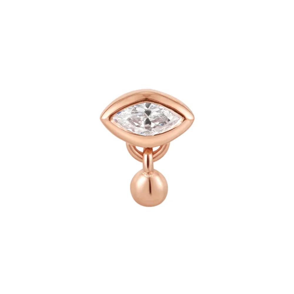 threadless: "Eye Candy" End with Dangle in Gold with White CZ - Image 4