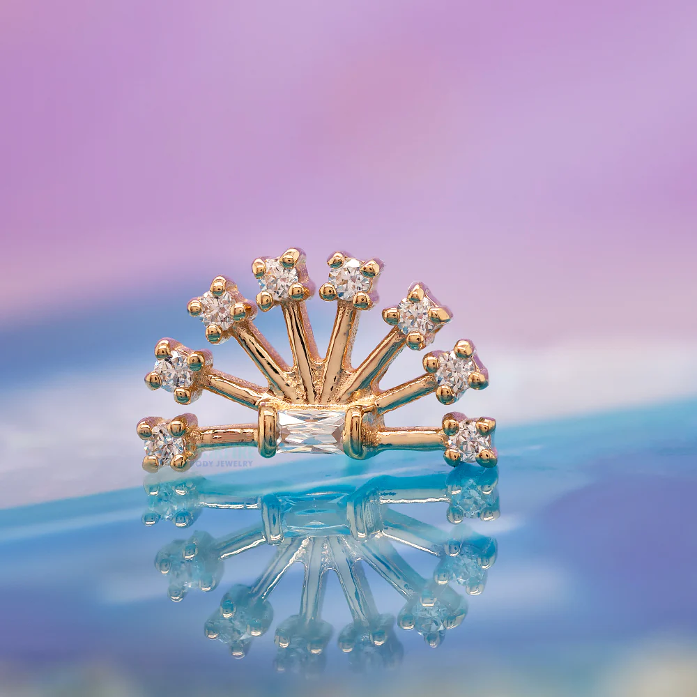 threadless: "Fanfare" End in Gold with White CZ's - Image 2