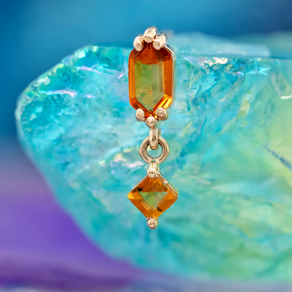 threadless: "Golden Hour" End with Dangle in Gold with Citrine - Image 2