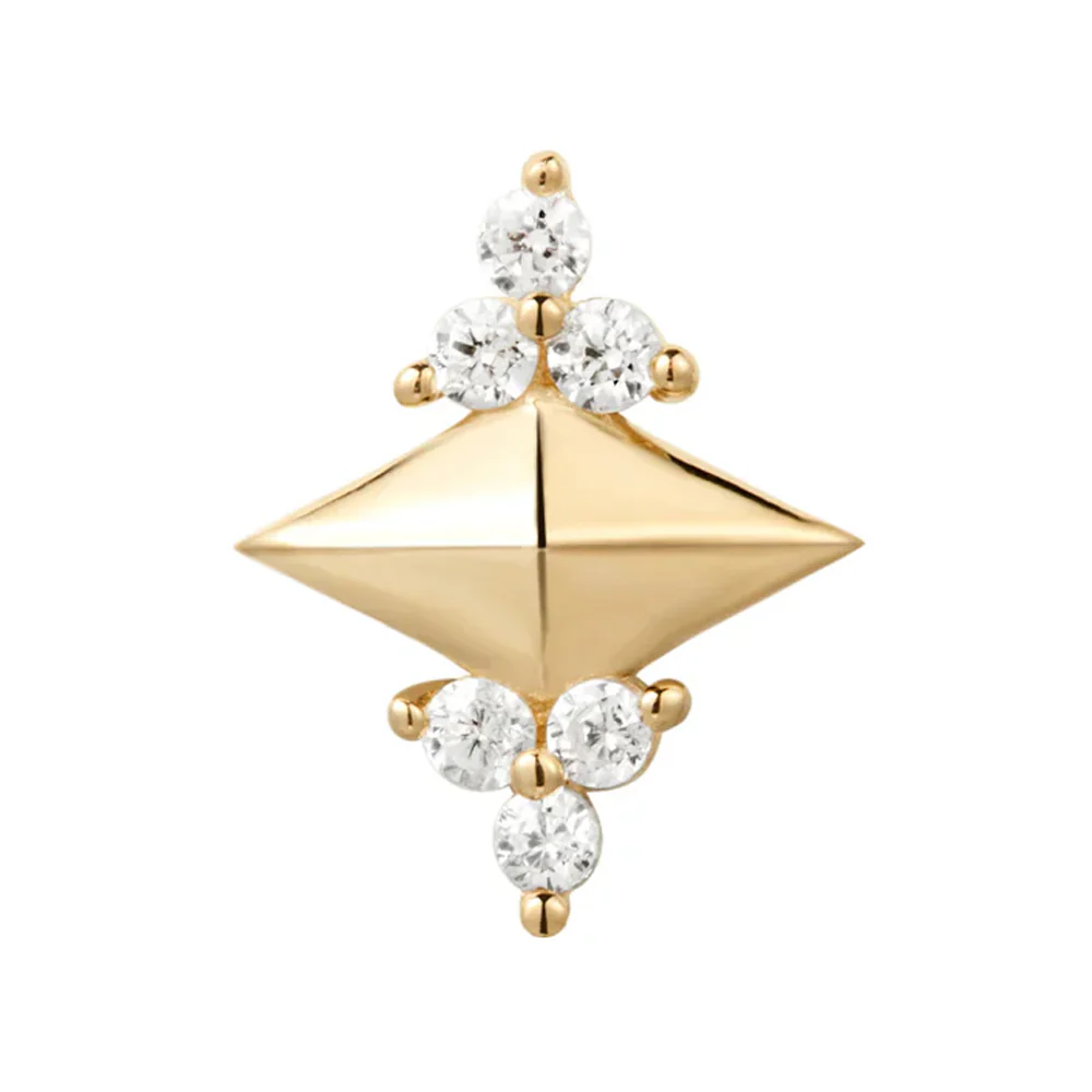 threadless: "High Key" End in Gold with White CZ's - Image 2