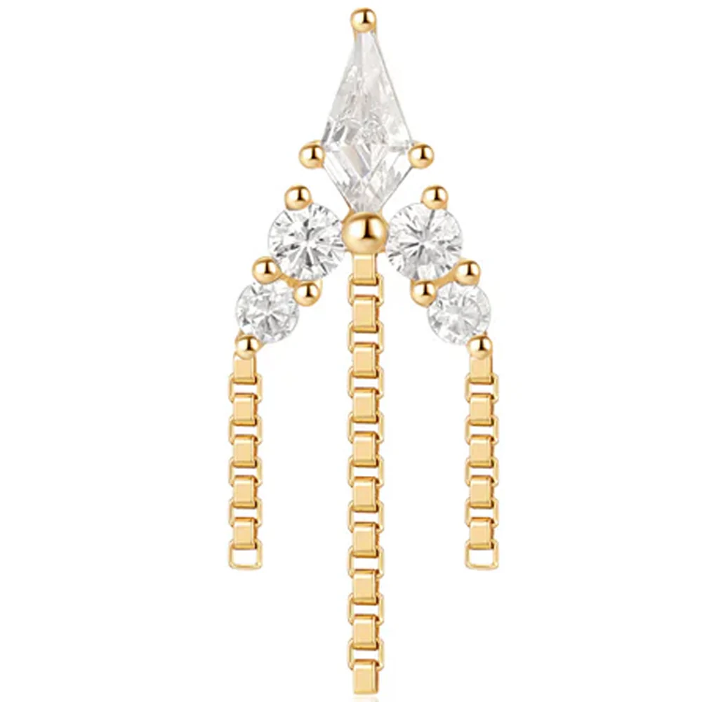 threadless: "Holy Smokes" End with Chains in Gold with White CZ's - Image 3