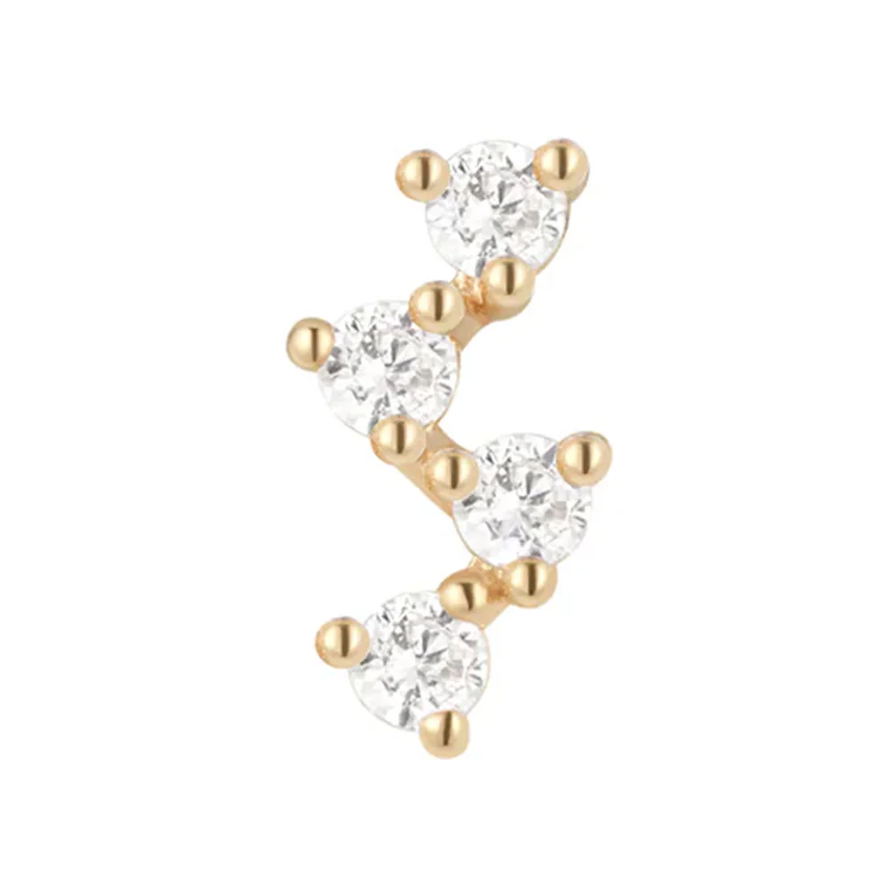 threadless: "Intention" End in Gold with White CZ's - Image 3