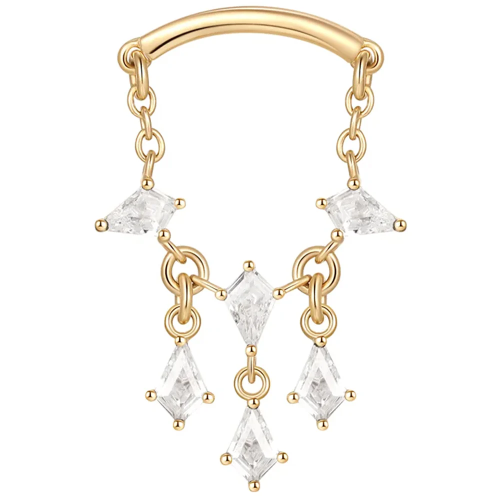 threadless: "Jewel Heist" Hidden Helix End with Chain in Gold with White CZ's - Image 3