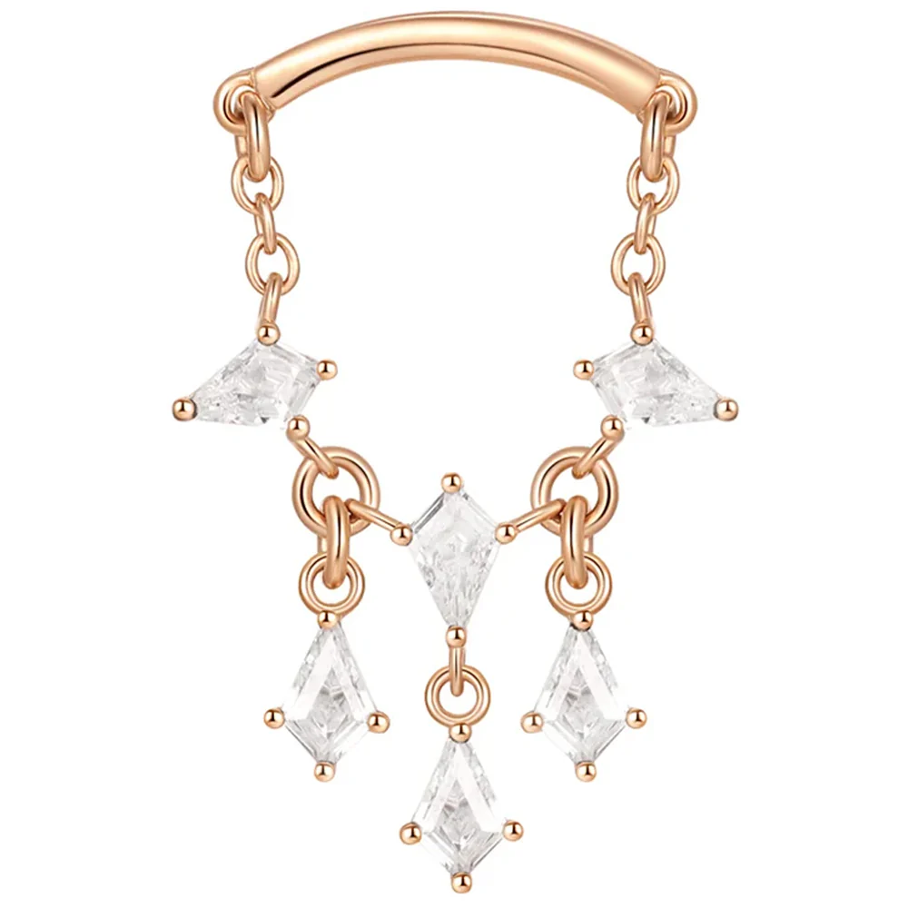 threadless: "Jewel Heist" Hidden Helix End with Chain in Gold with White CZ's - Image 5