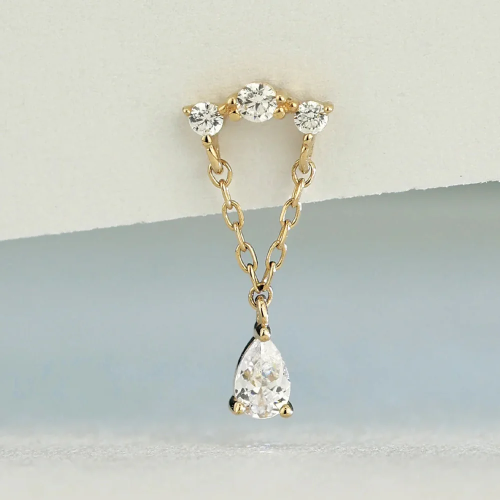 threadless: "Lilian" End with Chain in Gold with White CZ's - Image 2