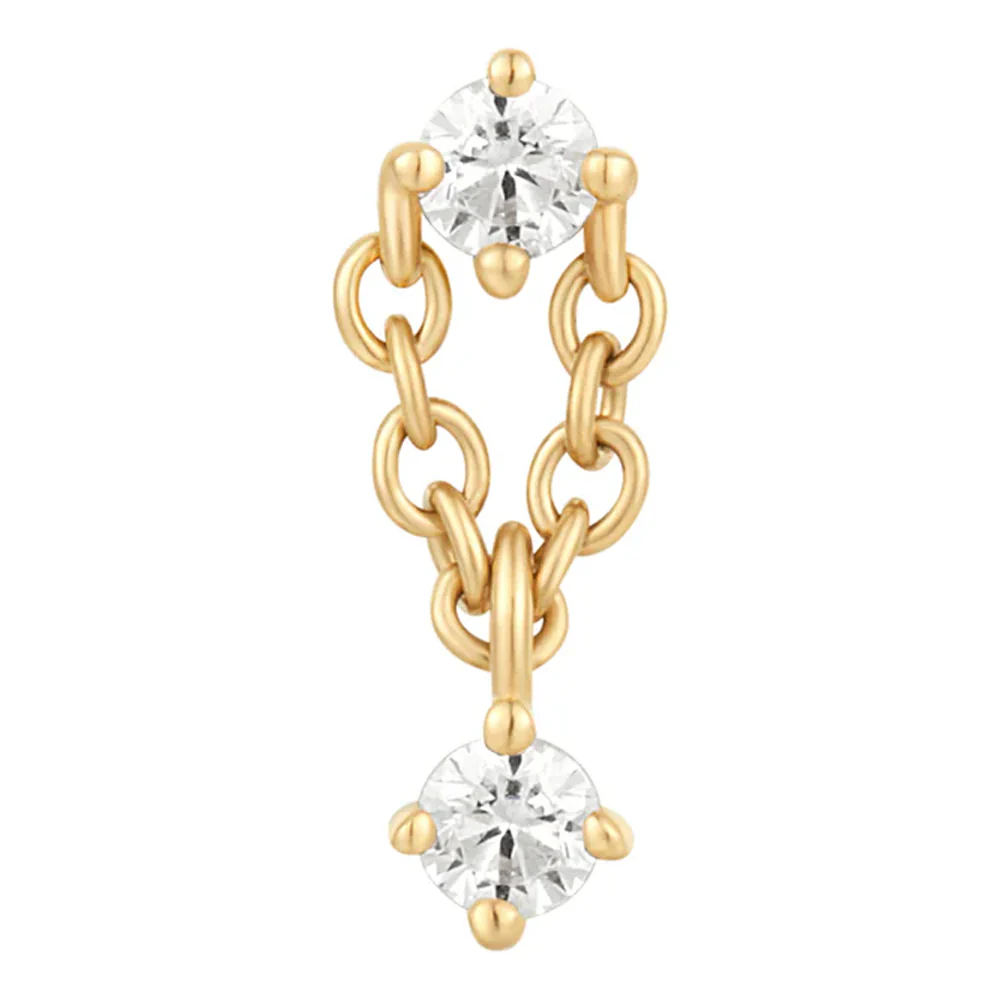 threadless: "Linked Up" End with Chain in Gold with White CZ's - Image 2