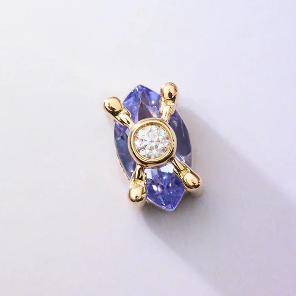 threadless: "Locked In" End in Gold with Tanzanite & Moissanite - Image 2