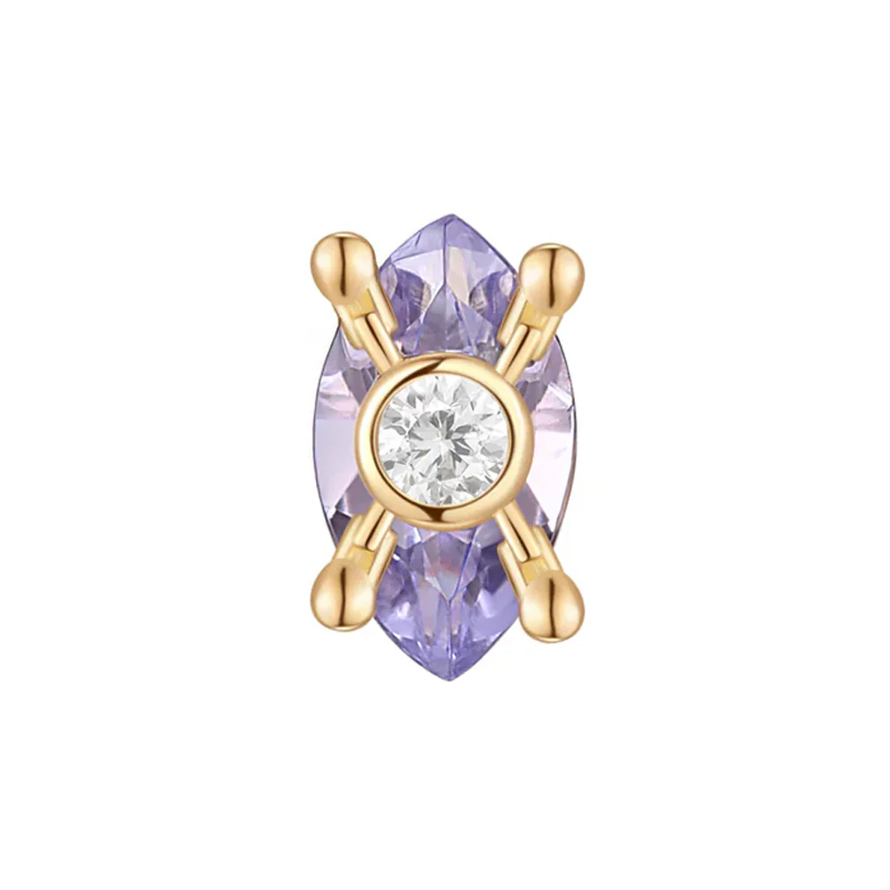 threadless: "Locked In" End in Gold with Tanzanite & Moissanite - Image 3