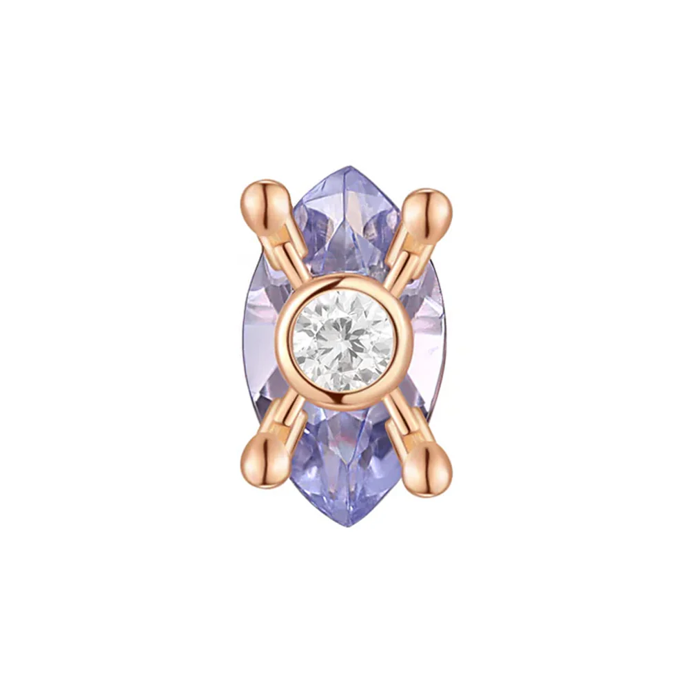 threadless: "Locked In" End in Gold with Tanzanite & Moissanite - Image 5