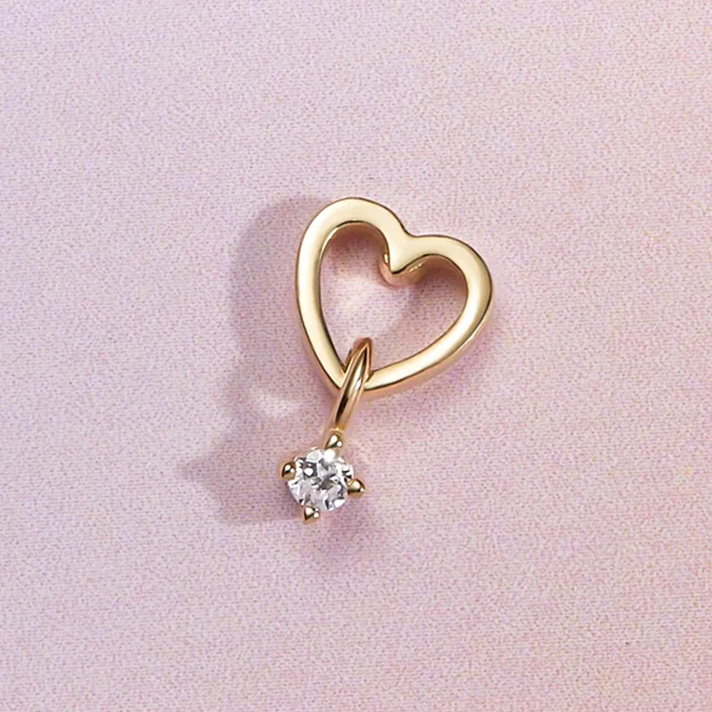 threadless: "Loves It" End with Dangle in Gold with White CZ - Image 2