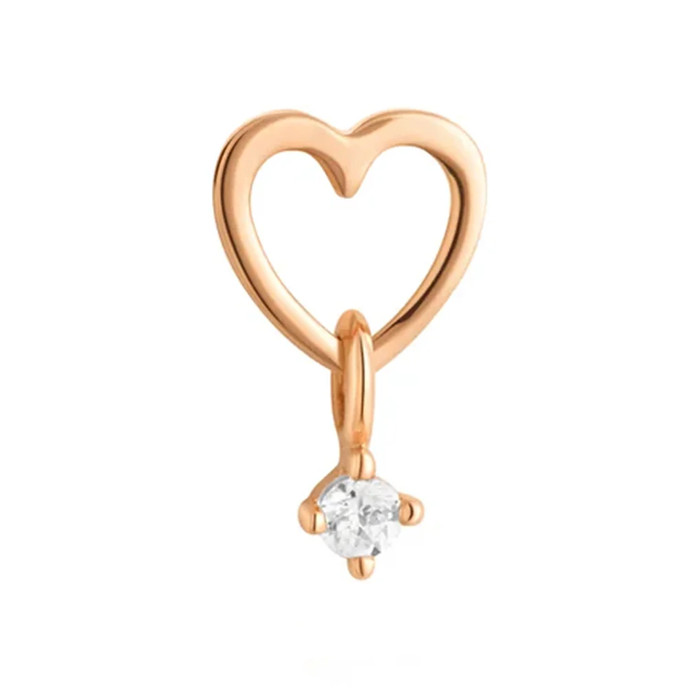 threadless: "Loves It" End with Dangle in Gold with White CZ - Image 5