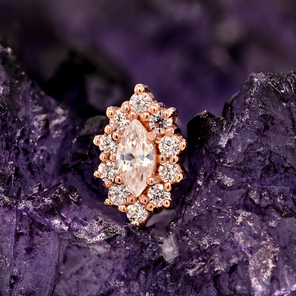 threadless: "Marquise Halo" End in Gold with White CZ's - Image 2
