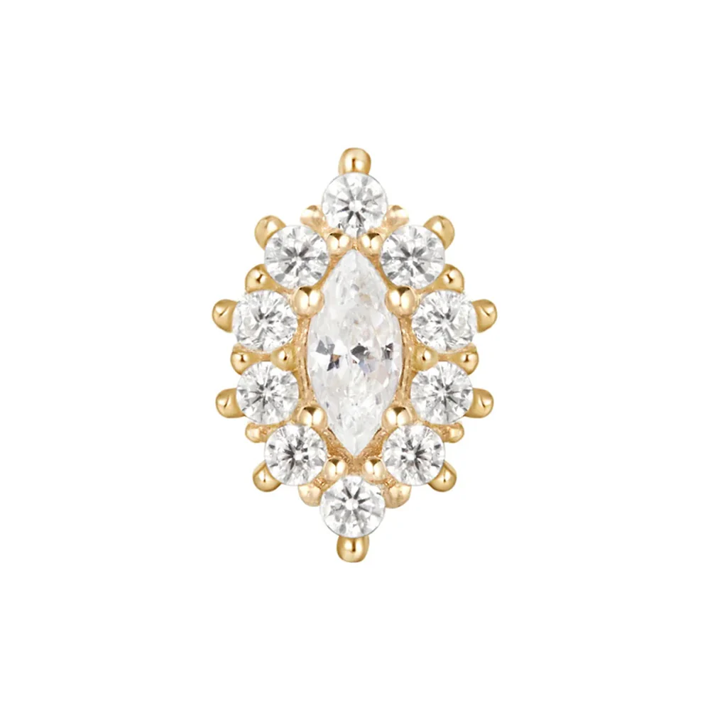 threadless: "Marquise Halo" End in Gold with White CZ's - Image 3