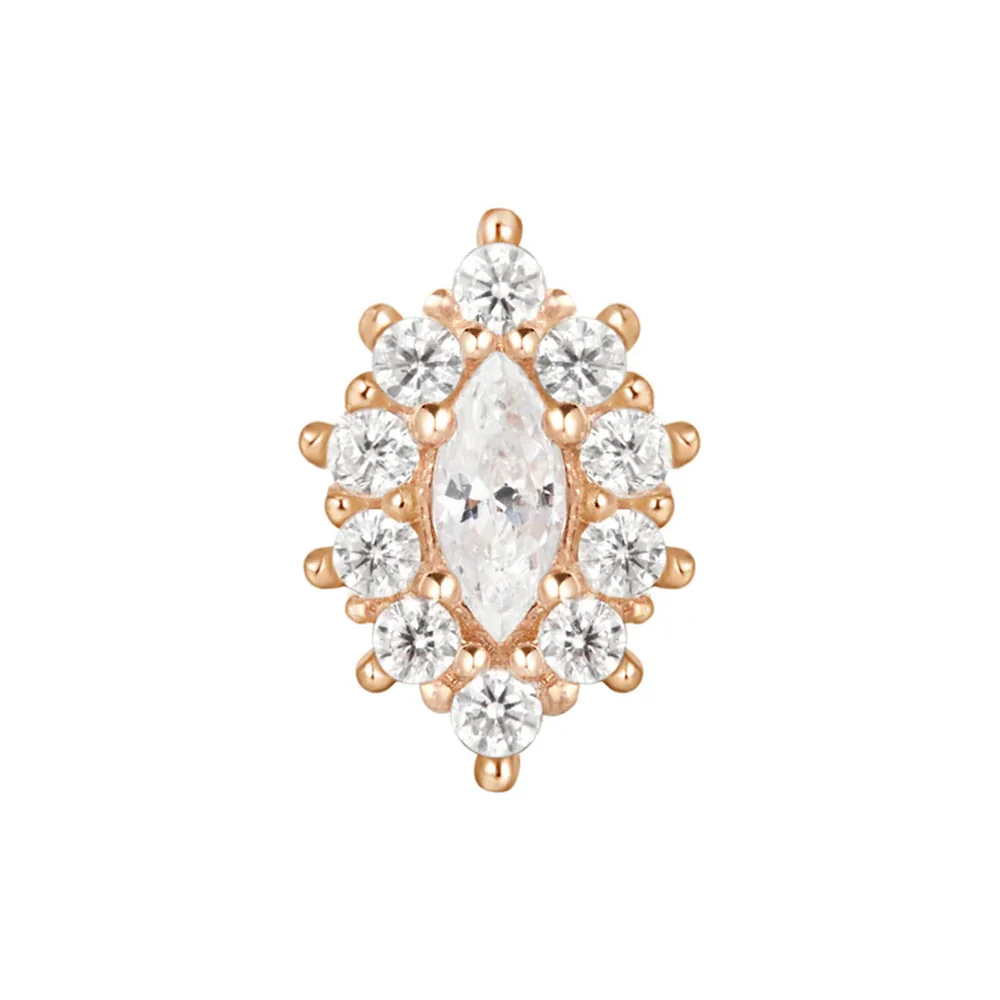 threadless: "Marquise Halo" End in Gold with White CZ's - Image 4
