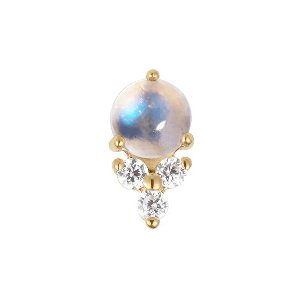 threadless: "Midsummer" End in Gold with Rainbow Moonstone & White CZ's - Image 2