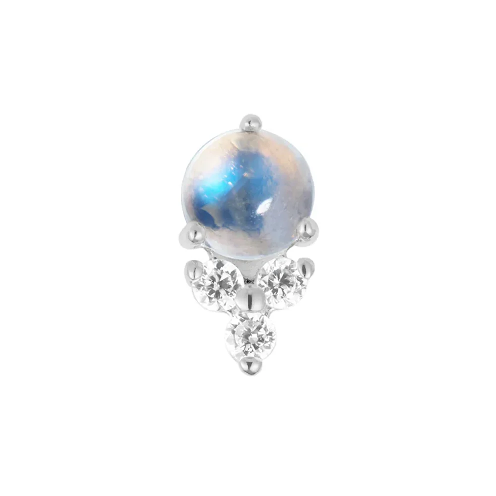 threadless: "Midsummer" End in Gold with Rainbow Moonstone & White CZ's - Image 3