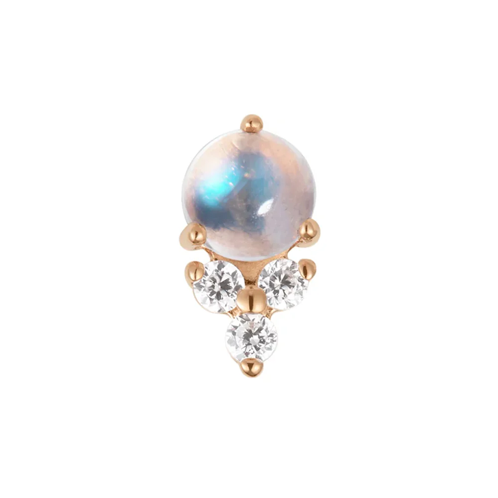 threadless: "Midsummer" End in Gold with Rainbow Moonstone & White CZ's - Image 4