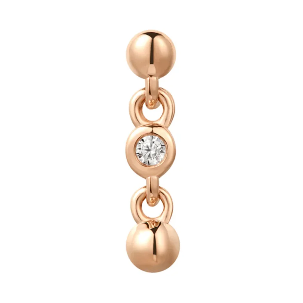 threadless: "Midtown" End with Dangle in Gold with White CZ - Image 3