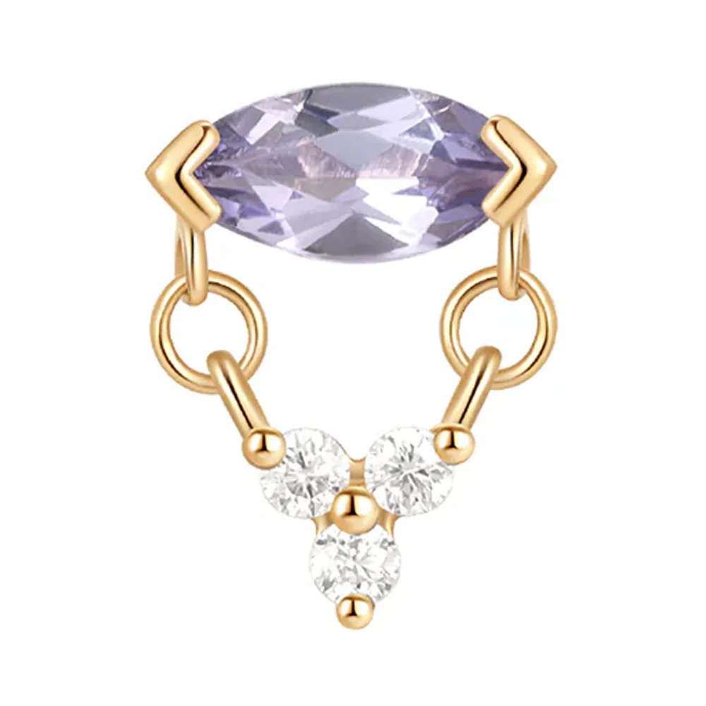 threadless: "Nightfall" End with Dangle in Gold with Tanzanite & Moissanite - Image 3