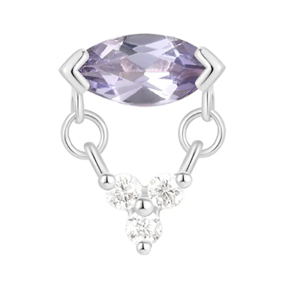 threadless: "Nightfall" End with Dangle in Gold with Tanzanite & Moissanite - Image 4