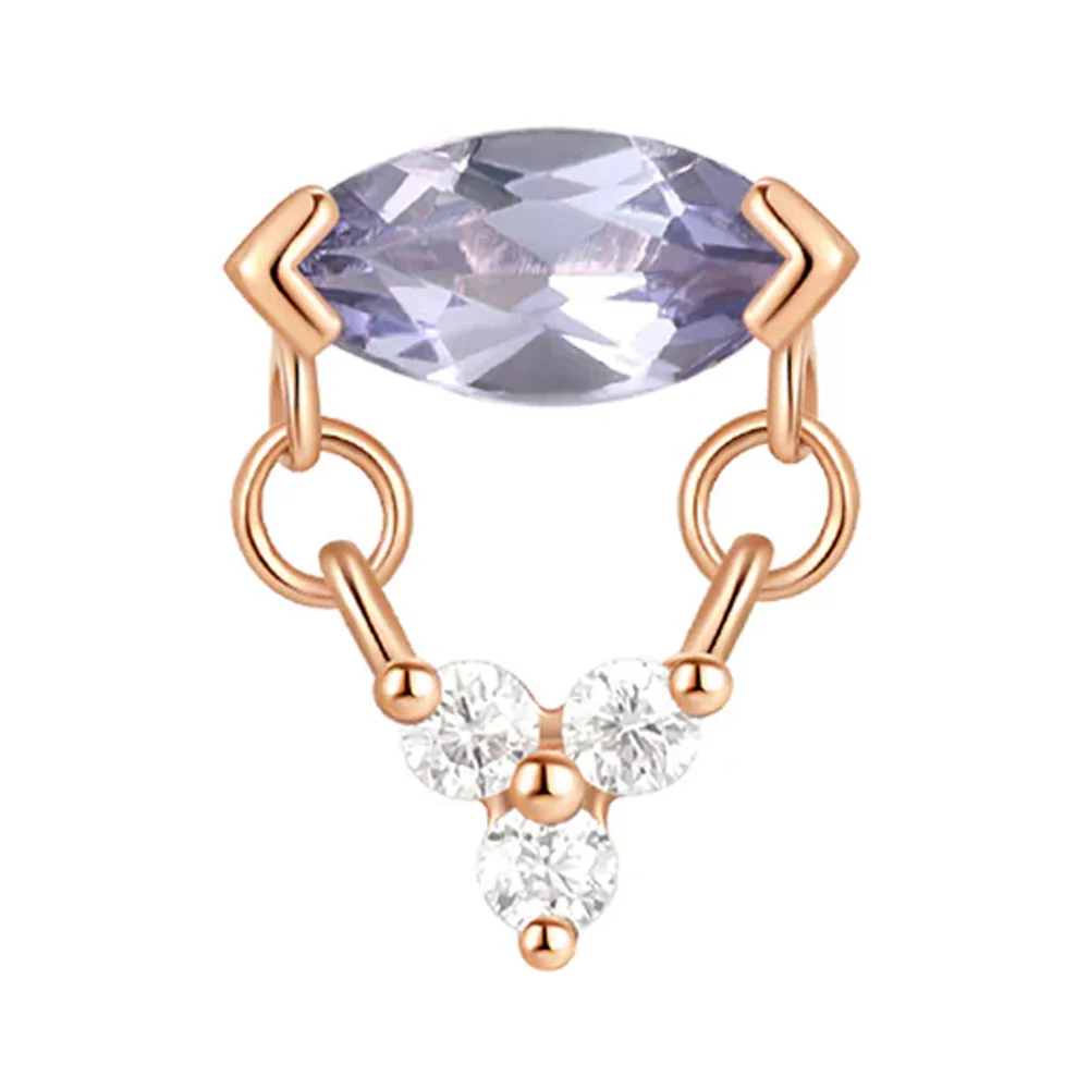 threadless: "Nightfall" End with Dangle in Gold with Tanzanite & Moissanite - Image 5