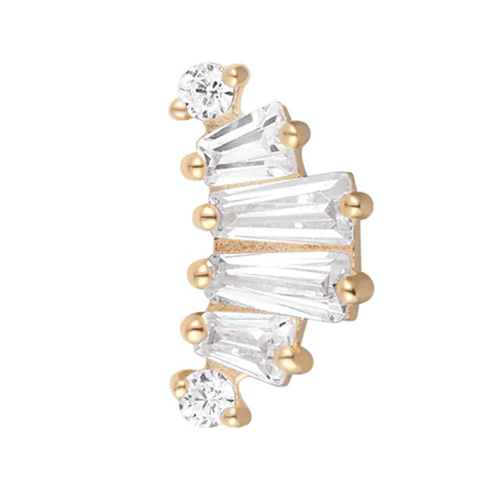 threadless: "Obsession" End in Gold with White CZ's - Image 3