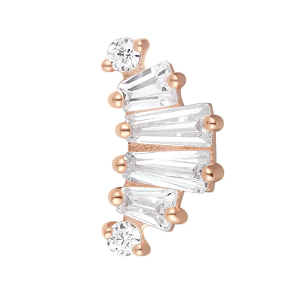 threadless: "Obsession" End in Gold with White CZ's - Image 5