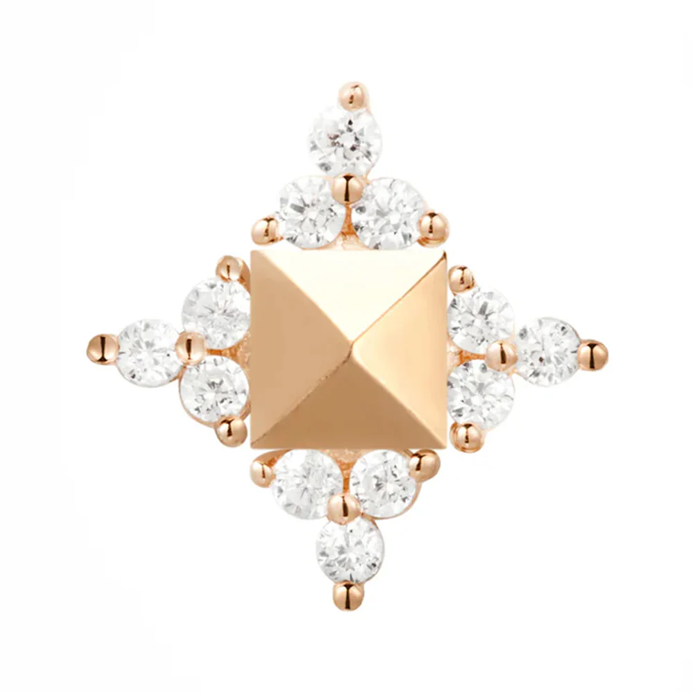 threadless: "On Point" End in Gold with White CZ's - Image 3
