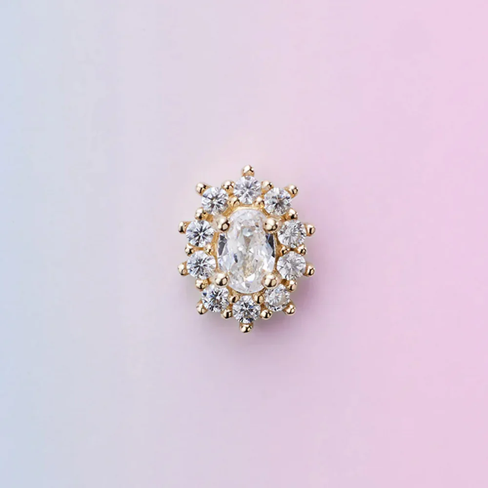 threadless: "Oval Halo" End in Gold with White CZ's - Image 2