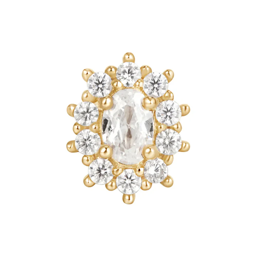 threadless: "Oval Halo" End in Gold with White CZ's - Image 3