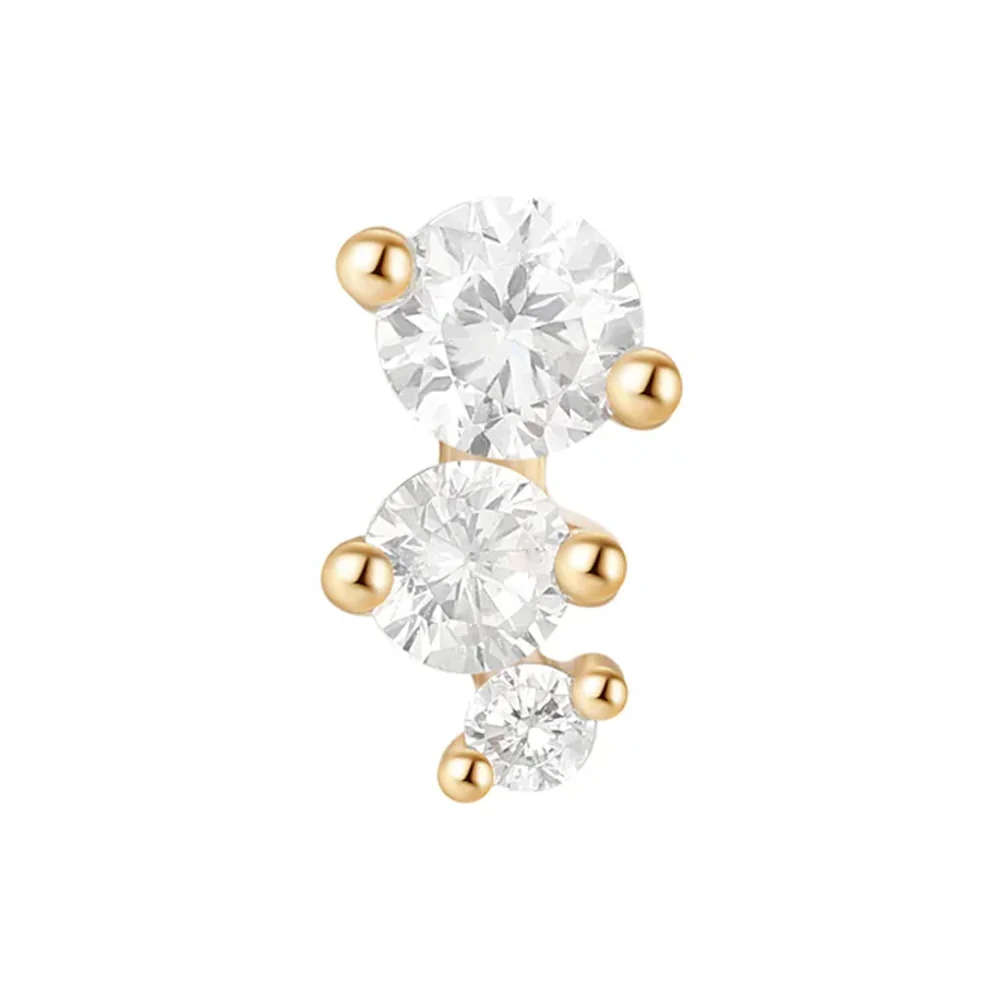 threadless: "Passion" End in Gold with White CZ's - Image 3