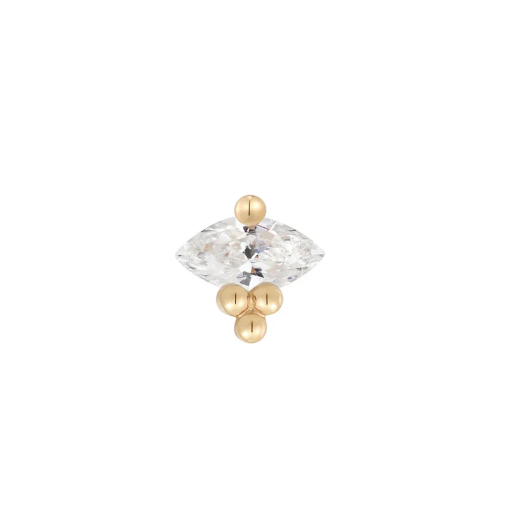 threadless: "Poppy" End in Gold with White CZ - Image 3