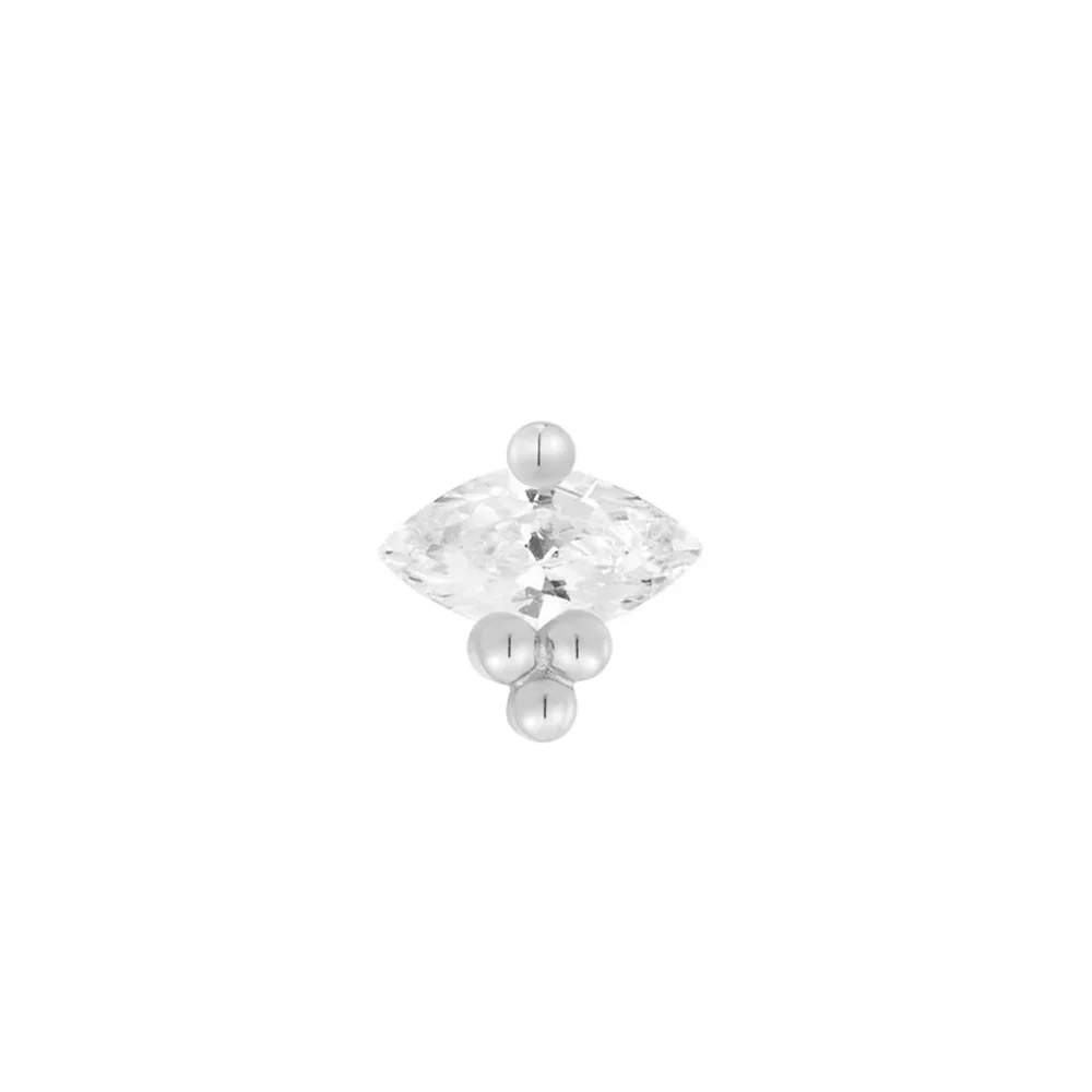 threadless: "Poppy" End in Gold with White CZ - Image 4