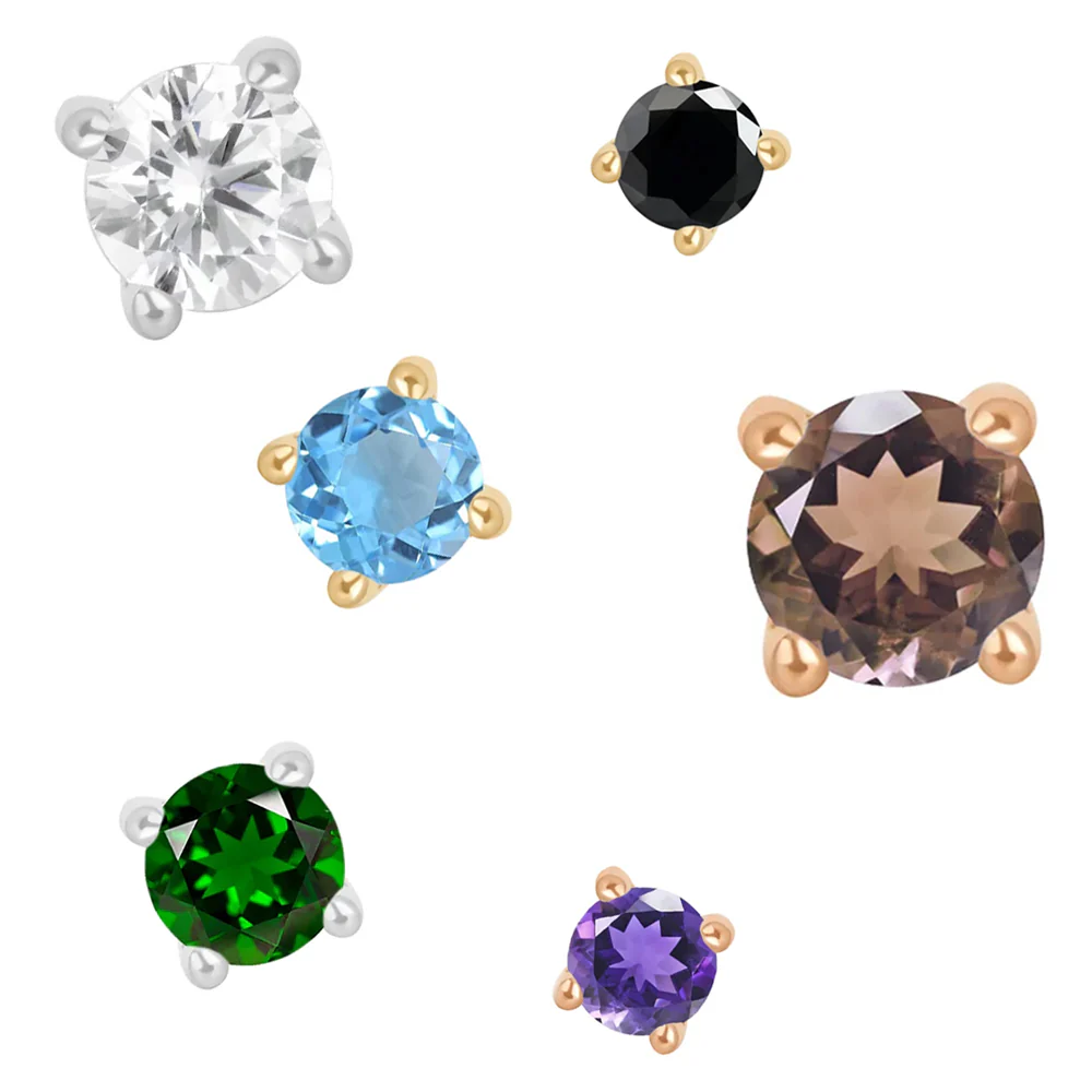 threadless: Prong Set End in Gold with Gemstone - Image 2