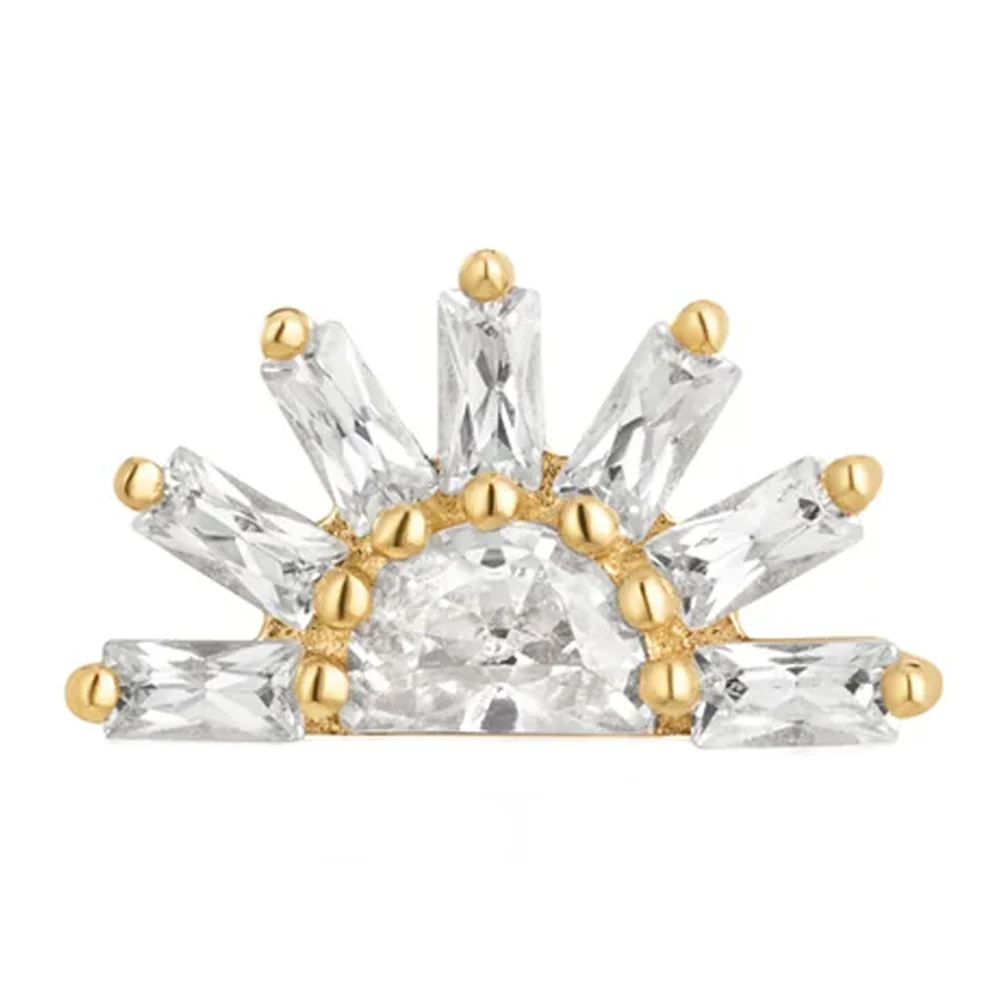 threadless: "Raze" End in Gold with White CZ's - Image 3