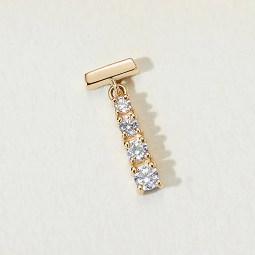 threadless: "Requiem" End with Dangle in Gold with White CZ's - Image 2