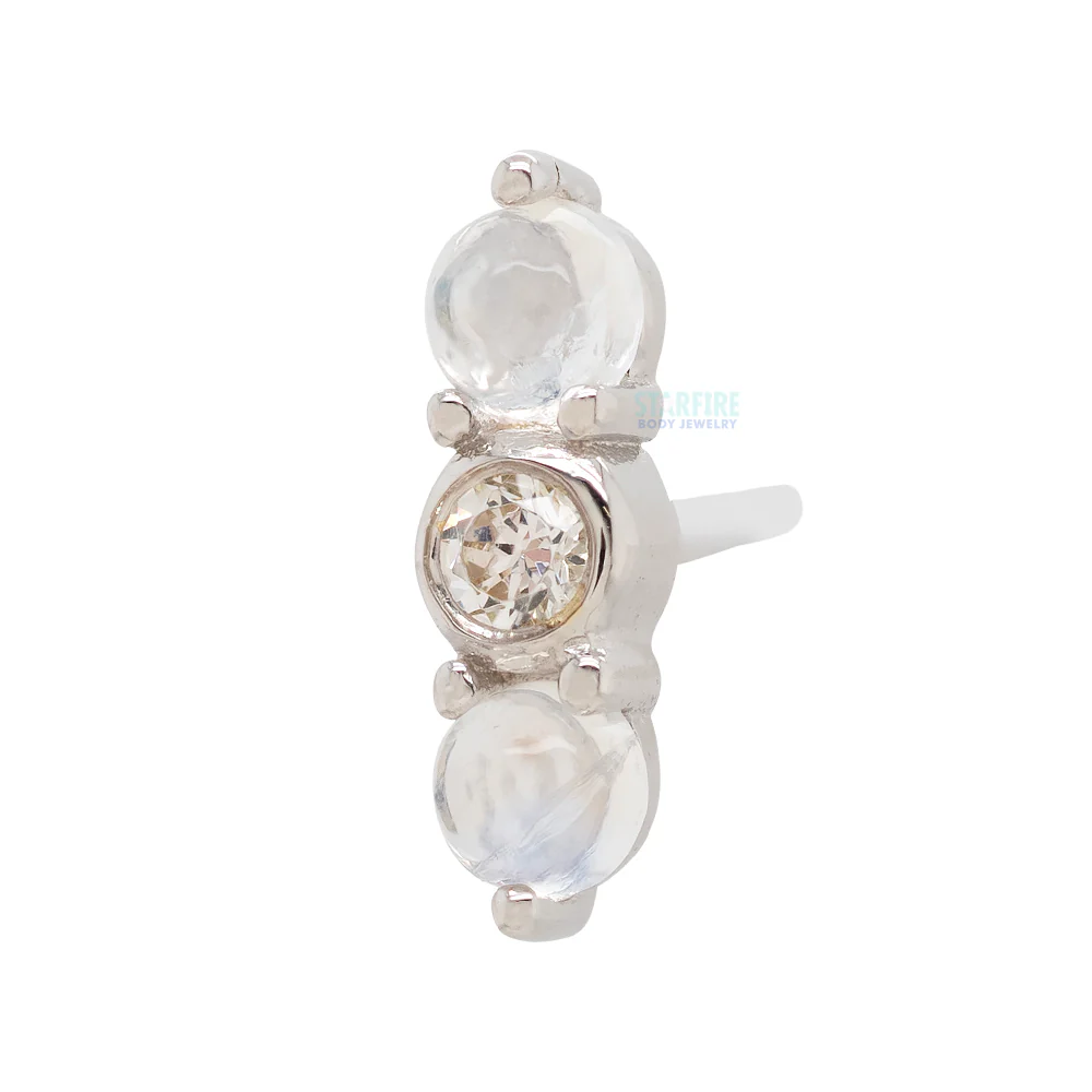 threadless: "Revel" End in Gold with Rainbow Moonstone & White CZ